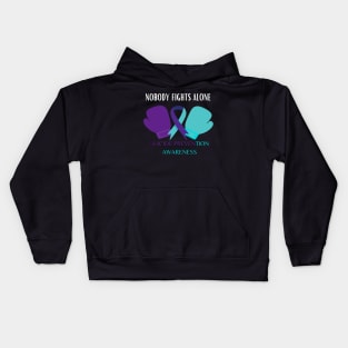 Nobody fights alone suicide prevention awareness Kids Hoodie